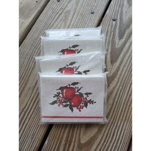 Vintage Christmas Red Apple Berry Print Lot Of 4 Easton's Fold And Seal Notes